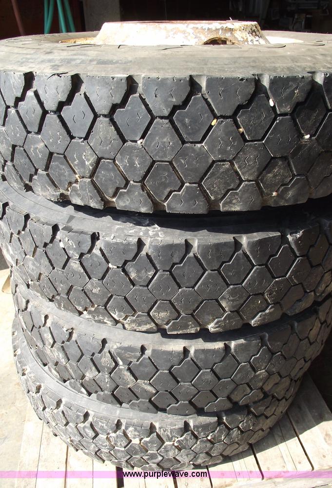 image for item 5435 (6) 11R22.5 radial tires on Bud wheels