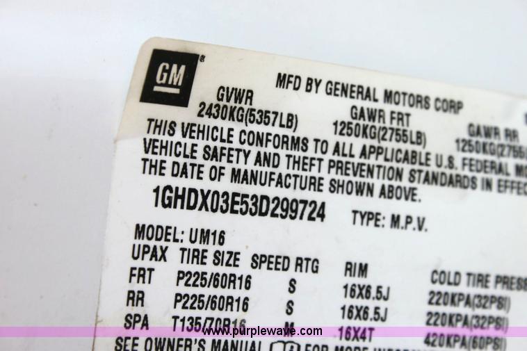 image for item 6080 2003 Oldsmobile Silhouette mini van