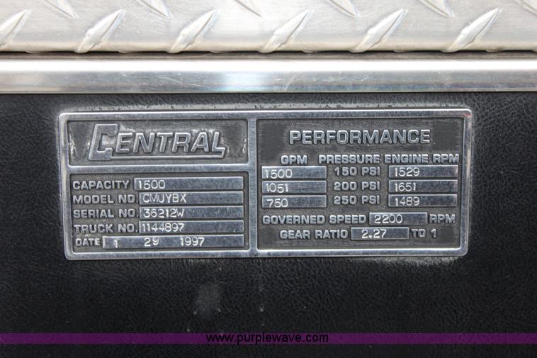 image for item 3249 1996 Central GA40M-2142 pumper firetruck