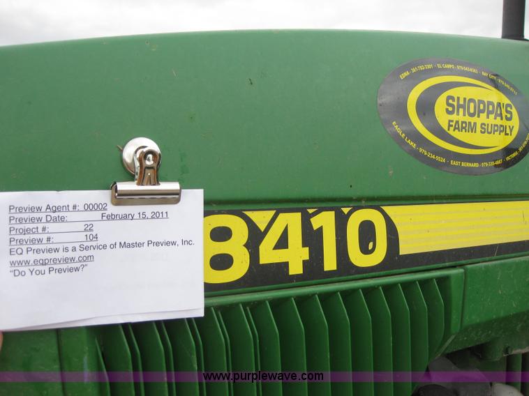 image for item 1601 2001 John Deere 8410 MFWD tractor