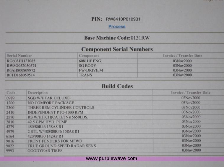 image for item 1601 2001 John Deere 8410 MFWD tractor