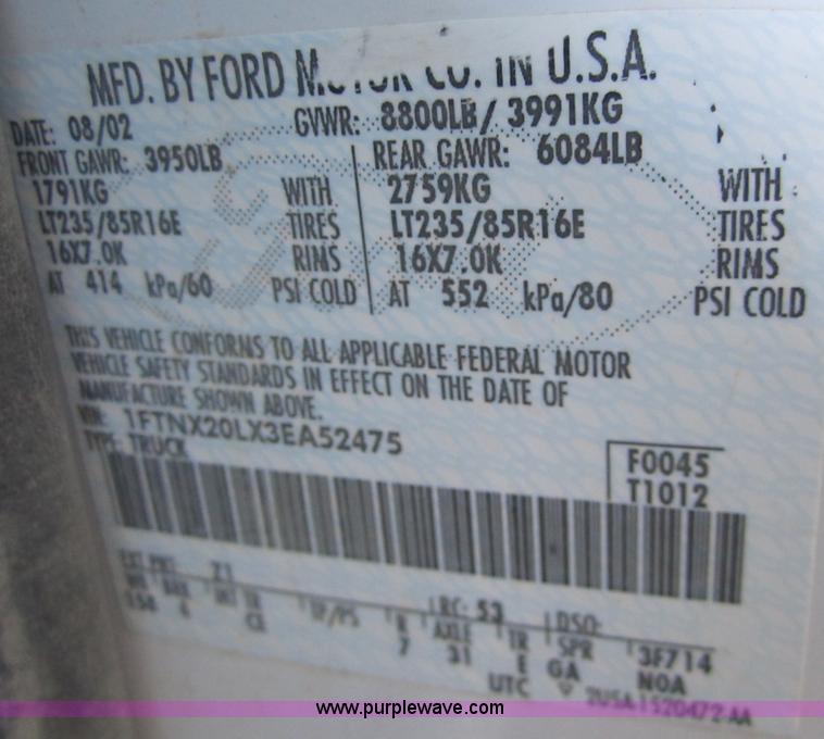 image for item 3405 2003 Ford F250 XL Super Duty super cab pickup truck