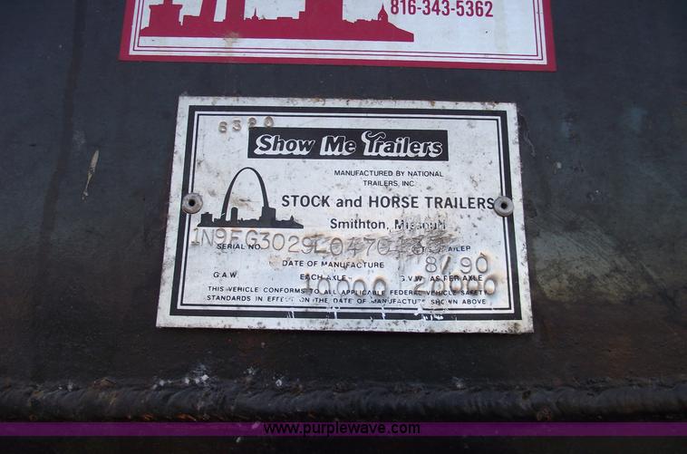 image for item 5440 1990 Show Me 30' goose neck trailer