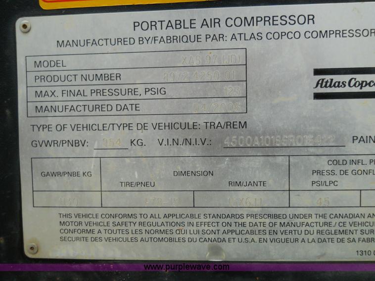 image for item 7812 2006 Atlas Copco air compressor