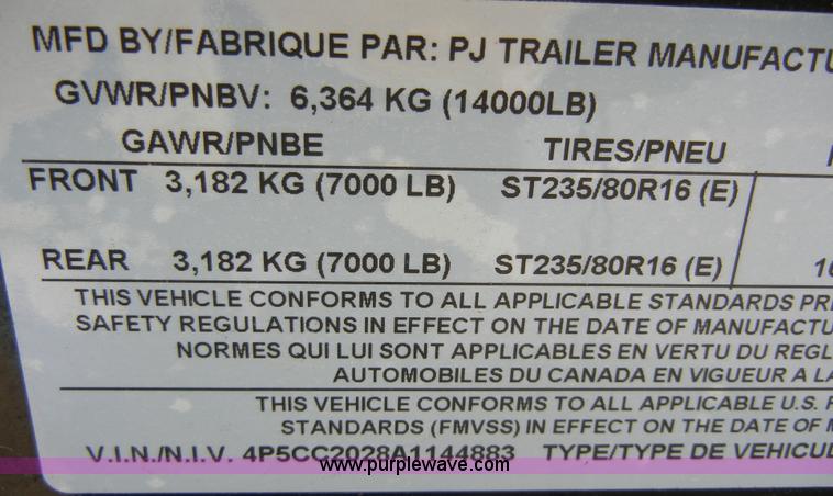 image for item 2331 2010 PJ 25' trailer
