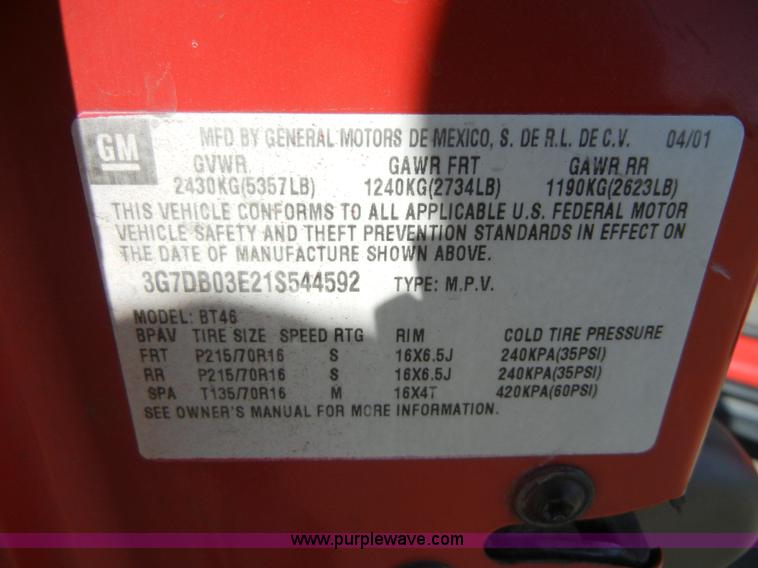 image for item 2351 2001 Pontiac Aztec SUV