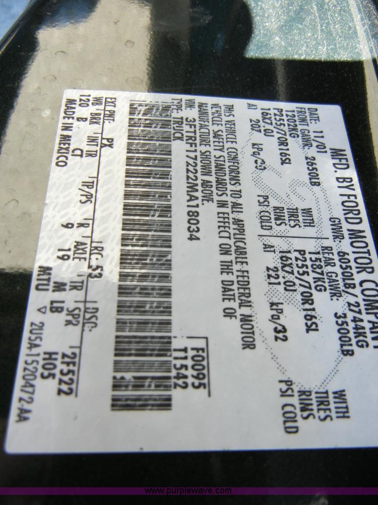 image for item 2380 2002 Ford F150 XL pickup truck