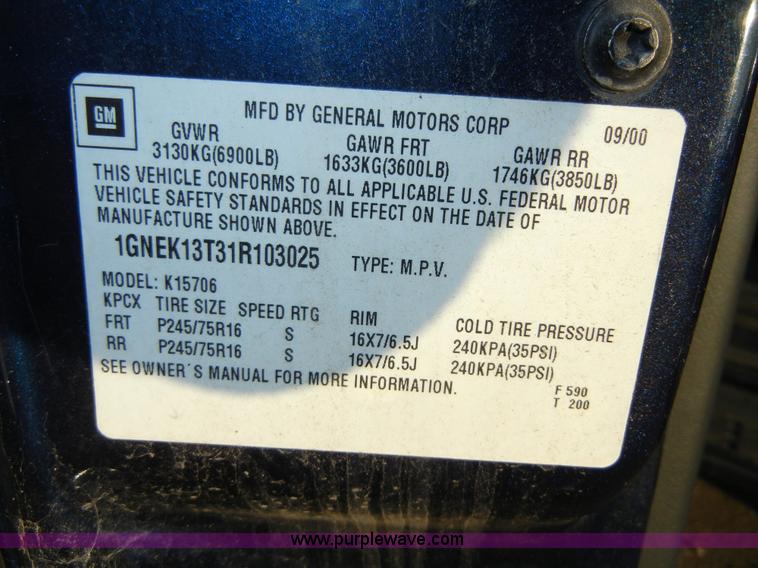 image for item 2386 2001 Chevrolet Tahoe LT K1500 SUV