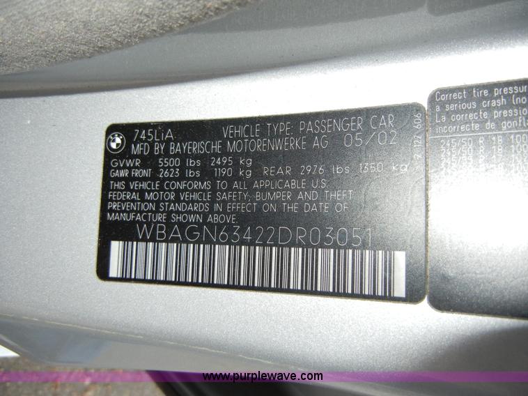 image for item 2387 2002 BMW 745Li