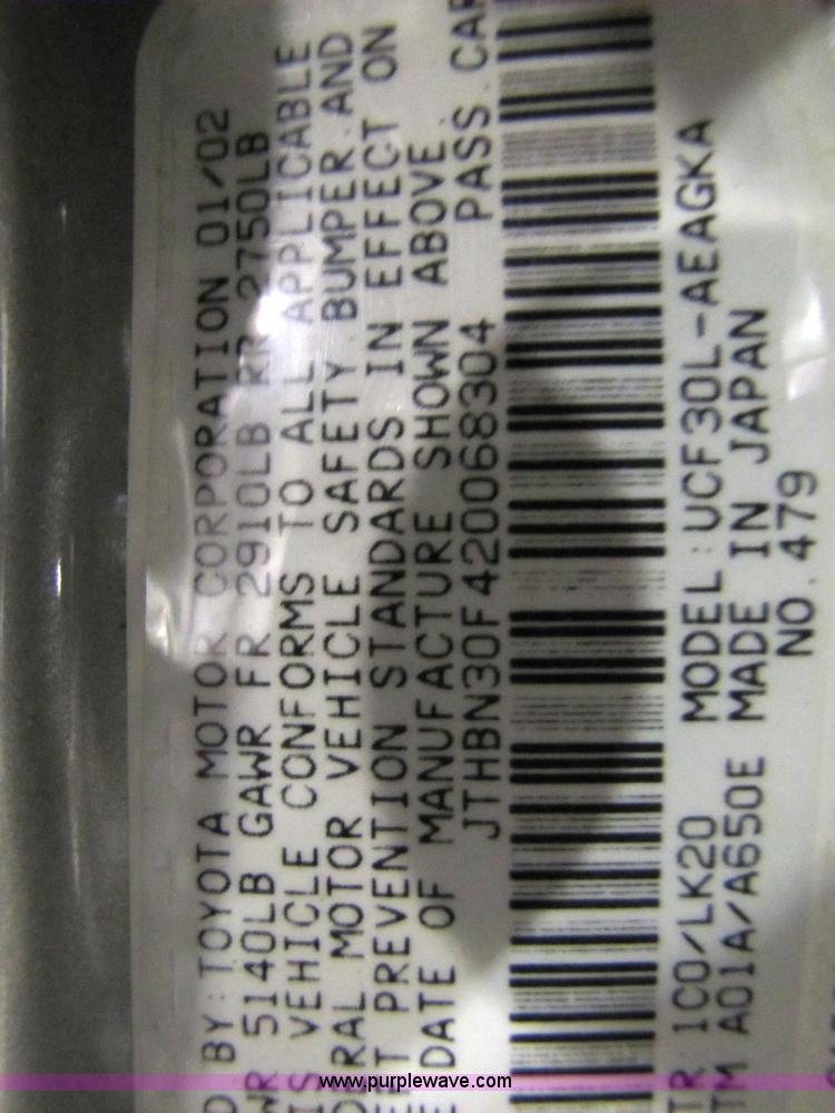 image for item 5325 2002 Lexus LS 430 Non-repairable certificate, parts only