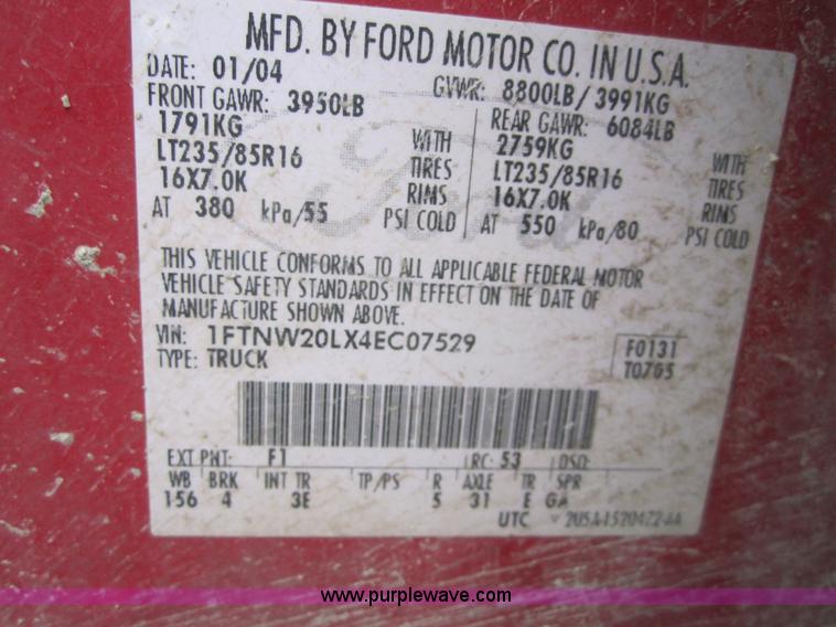 image for item 4372 2004 Ford F250 XLT Super Duty crew cab pickup truck