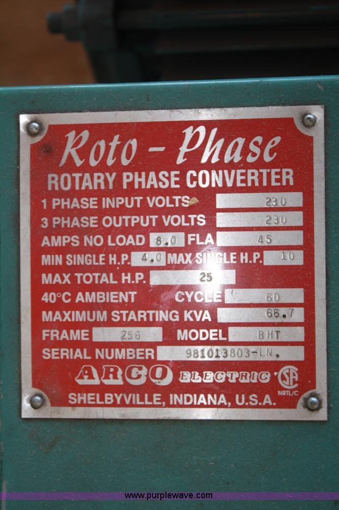 image for item 4793 1998 Roto-Phase rotary phase converter