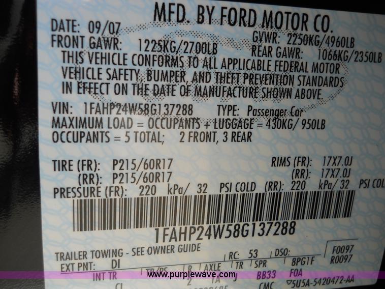 image for item 7779 2008 Ford Taurus SEL