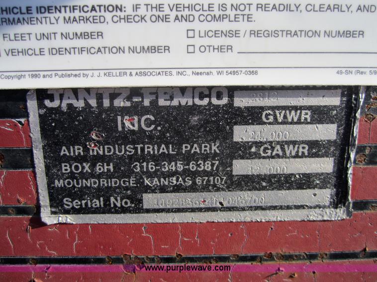 image for item 3198 1990 Jantz-femco 2812 combine trailer