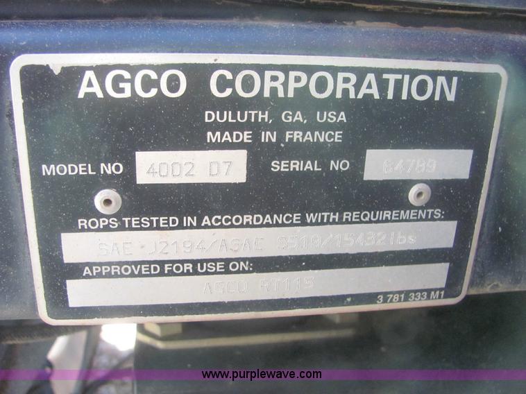 image for item 6924 2002 AGCO RT115 MFWD tractor