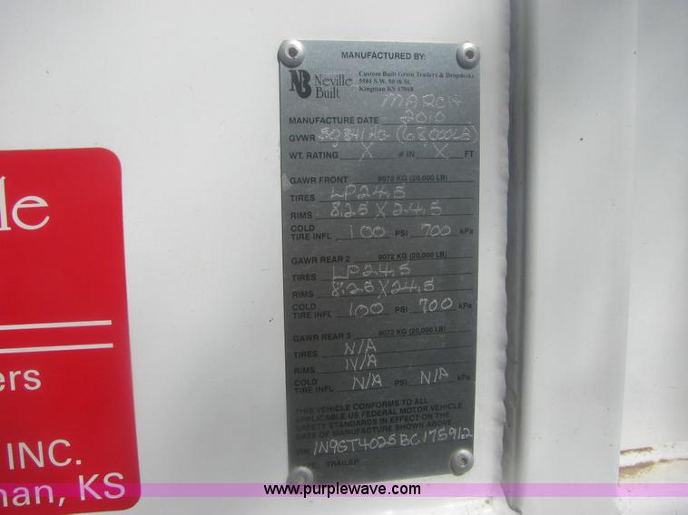 image for item 6926 2011 Neville double hopper grain trailer