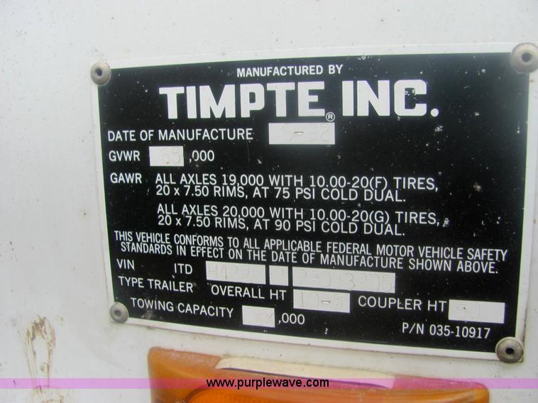 image for item 6957 1993 Timpte Super Hopper 40' grain trailer
