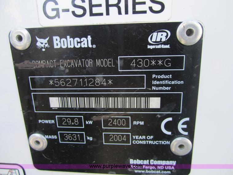 image for item 3718 2004 Bobcat 430ZHS compact excavator