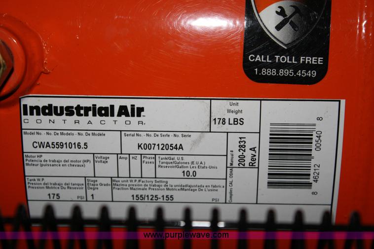 image for item 4757 Industrial Air Contractor H4x 10 gallon air compressor