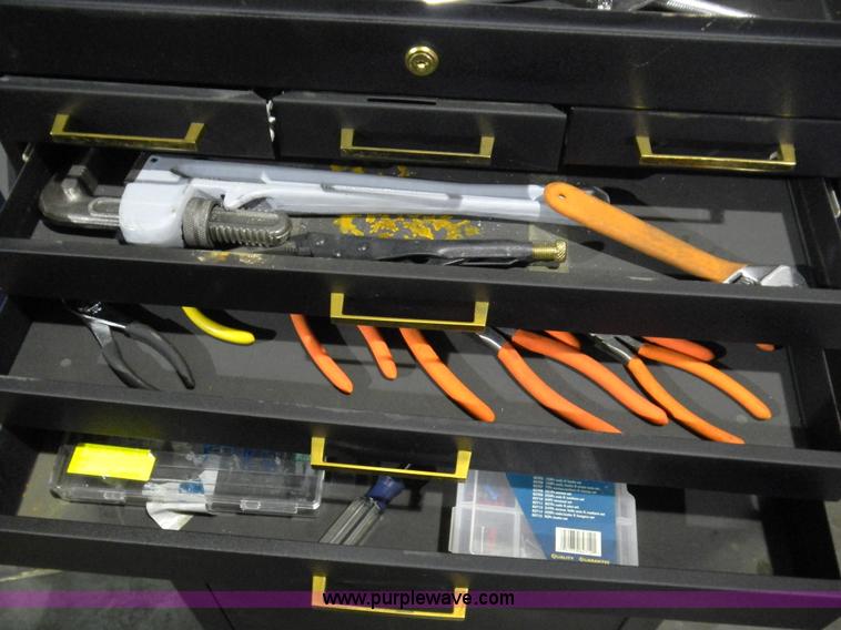 image for item 4804 Three piece stacked tool box with eleven drawers, storage compartments and contents