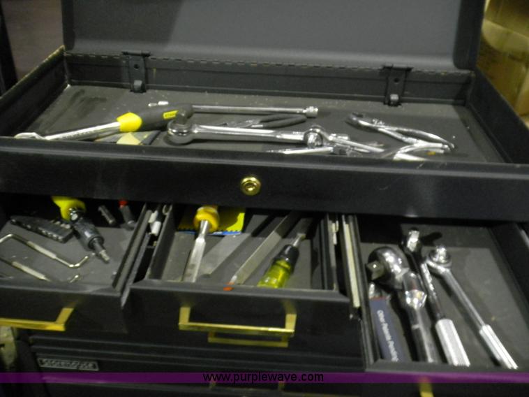 image for item 4804 Three piece stacked tool box with eleven drawers, storage compartments and contents