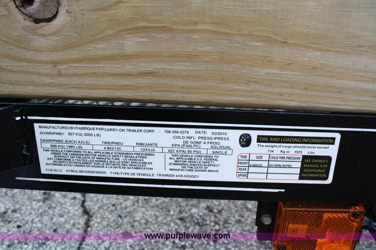 image for item 4980 2010 4' x 8' CarryOn trailer