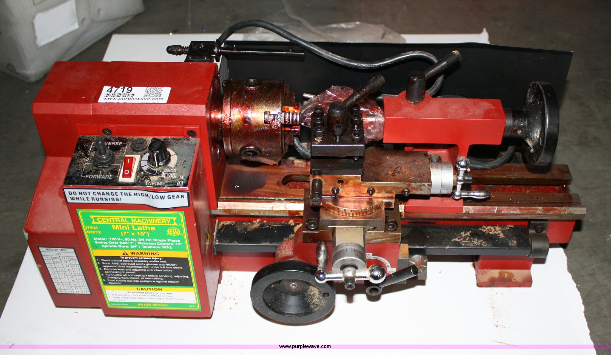 Central Machinery minilathe in Spring Hill, KS Item 4719 sold