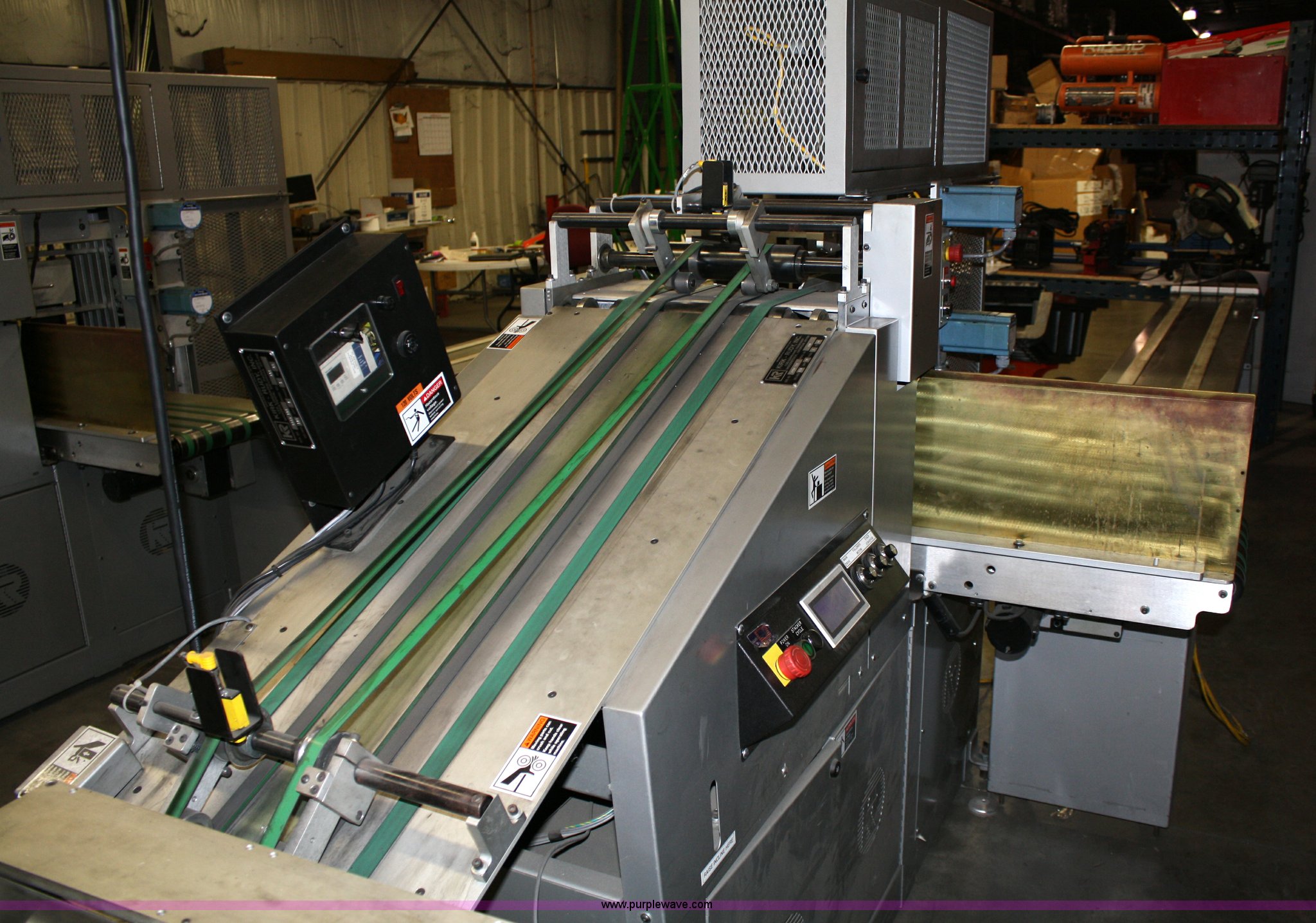 KirkRudy NetJet inkjet addressing system with dryer/heater, 12" conveyor, quarter folder, ramp