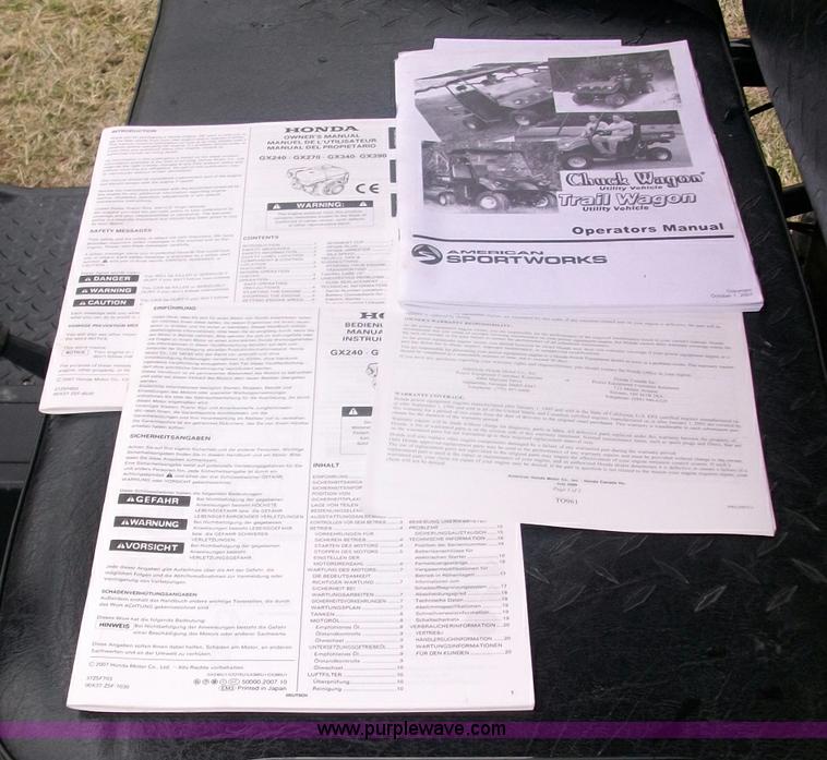 image for item 1001 2008 American Sportworks Chuck Wagon utility vehicle