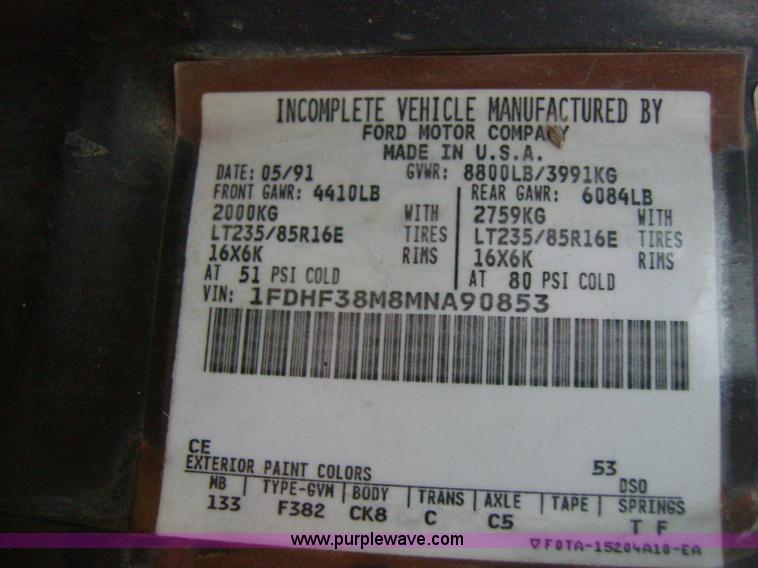 image for item 1500 1991 Ford F350 feed pickup truck