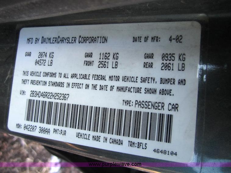 image for item 3315 2002 Dodge Intrepid SE