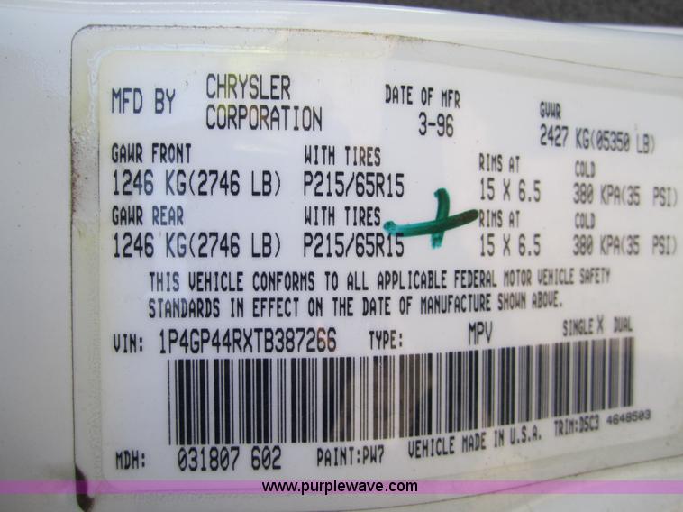 image for item 3742 1996 Plymouth Grand Voyager SE mini van