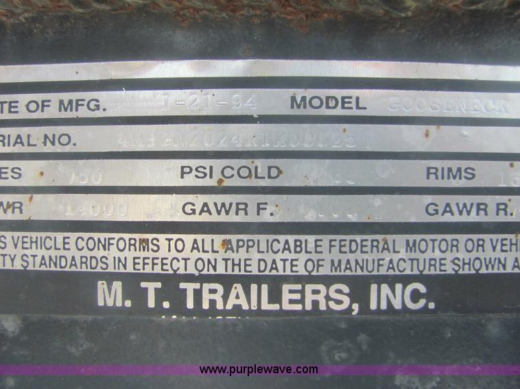 image for item 6988 1994 20' goose neck trailer