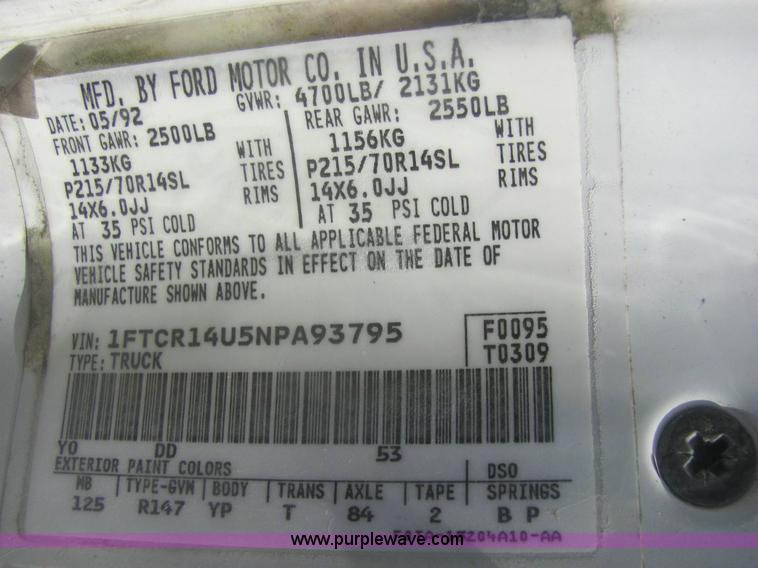 image for item 6990 1992 Ford Ranger XLT extended cab pickup truck