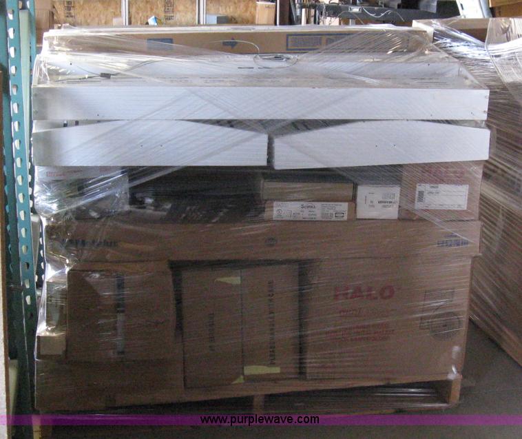 image for item 8097 (8) pallets of assorted light fixtures and lamps/bulbs
