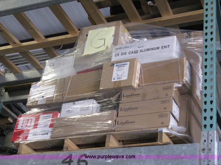 image for item 8097 (8) pallets of assorted light fixtures and lamps/bulbs