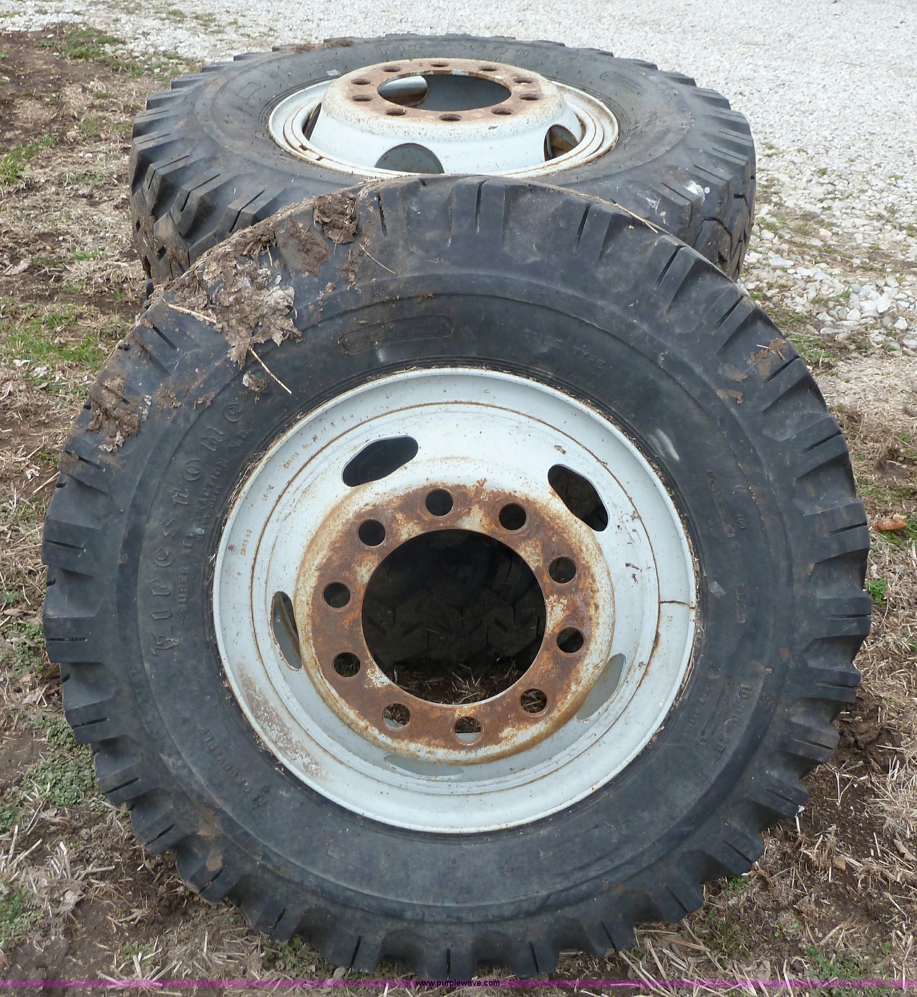 (4) 10.0020 Firestone mud truck tires in Fontana, KS Item 1702 sold