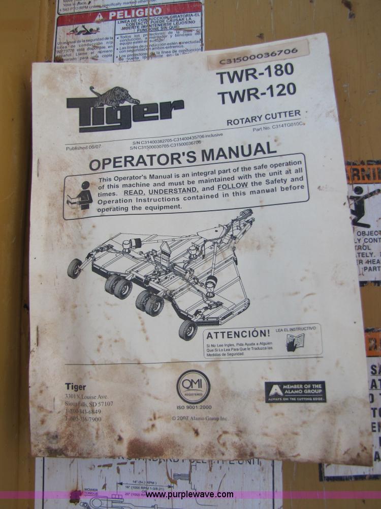 image for item 9512 Tiger TWR-120 10' single wing mower with Tiger offset hitch