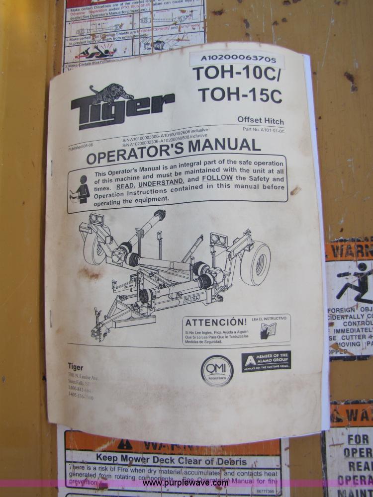 image for item 9512 Tiger TWR-120 10' single wing mower with Tiger offset hitch