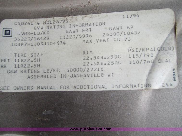 image for item 2982 1995 Chevrolet Kodiak refuse truck