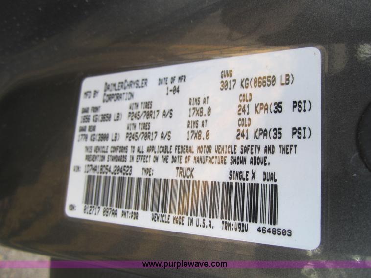 image for item 3210 2004 Dodge Ram 1500 Quad Cab pickup truck