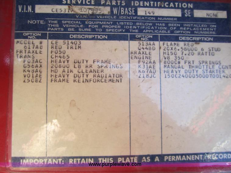 image for item 3435 1971 Chevrolet C50 truck cab and chassis