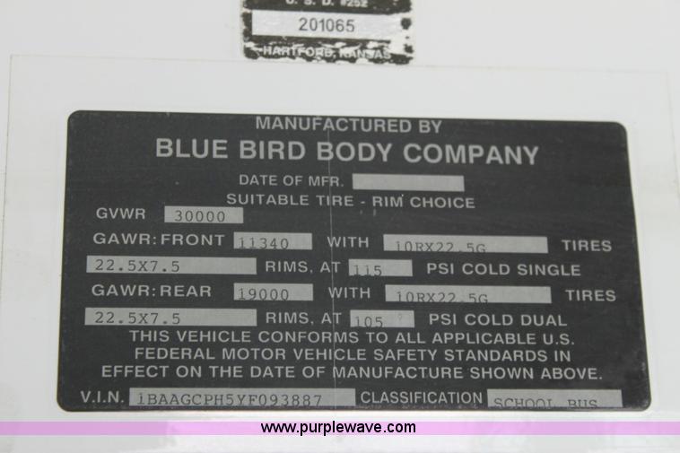 image for item 6329 2000 Blue Bird TC2000 school bus