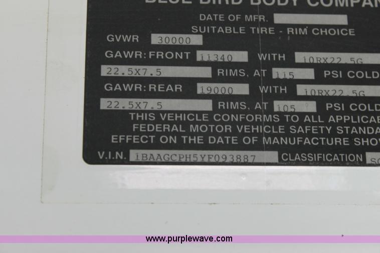 image for item 6329 2000 Blue Bird TC2000 school bus