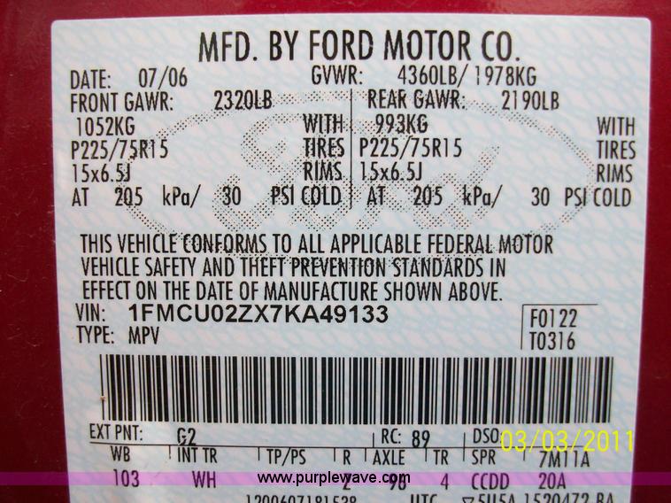 image for item 8718 2007 Ford Escape XLS SUV