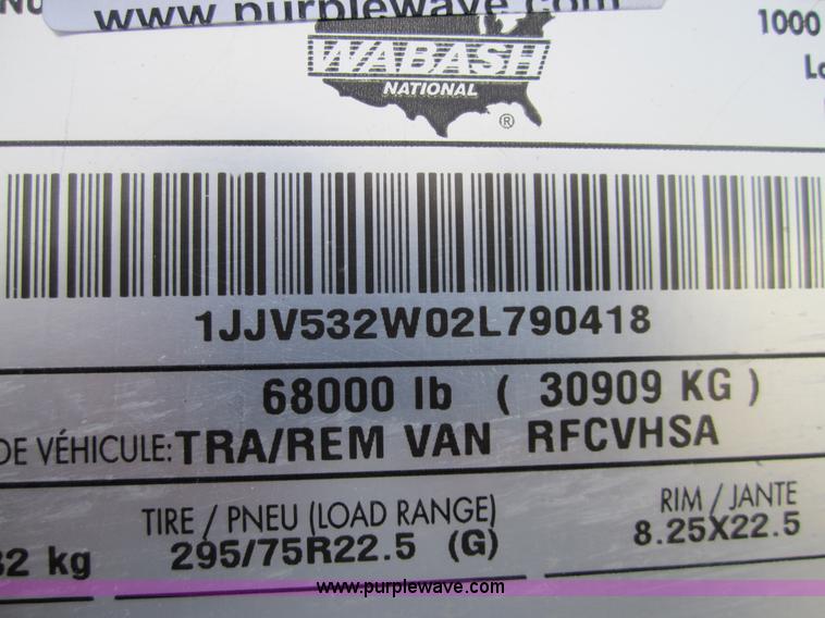 image for item 3771 2002 Wabash 53' reefer van trailer