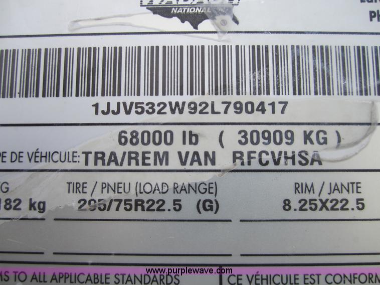 image for item 3772 2002 Wabash 53' reefer van trailer