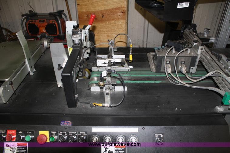 image for item 4900 Kirk-Rudy NetJet inkjet addressing system with 12" conveyor, ramp stacker and ink management system