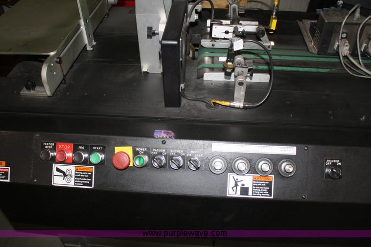 image for item 4900 Kirk-Rudy NetJet inkjet addressing system with 12" conveyor, ramp stacker and ink management system
