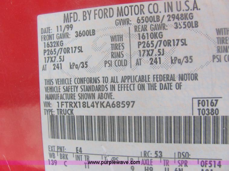 image for item 7010 2000 Ford F150 XLT Sport Supercab pickup truck